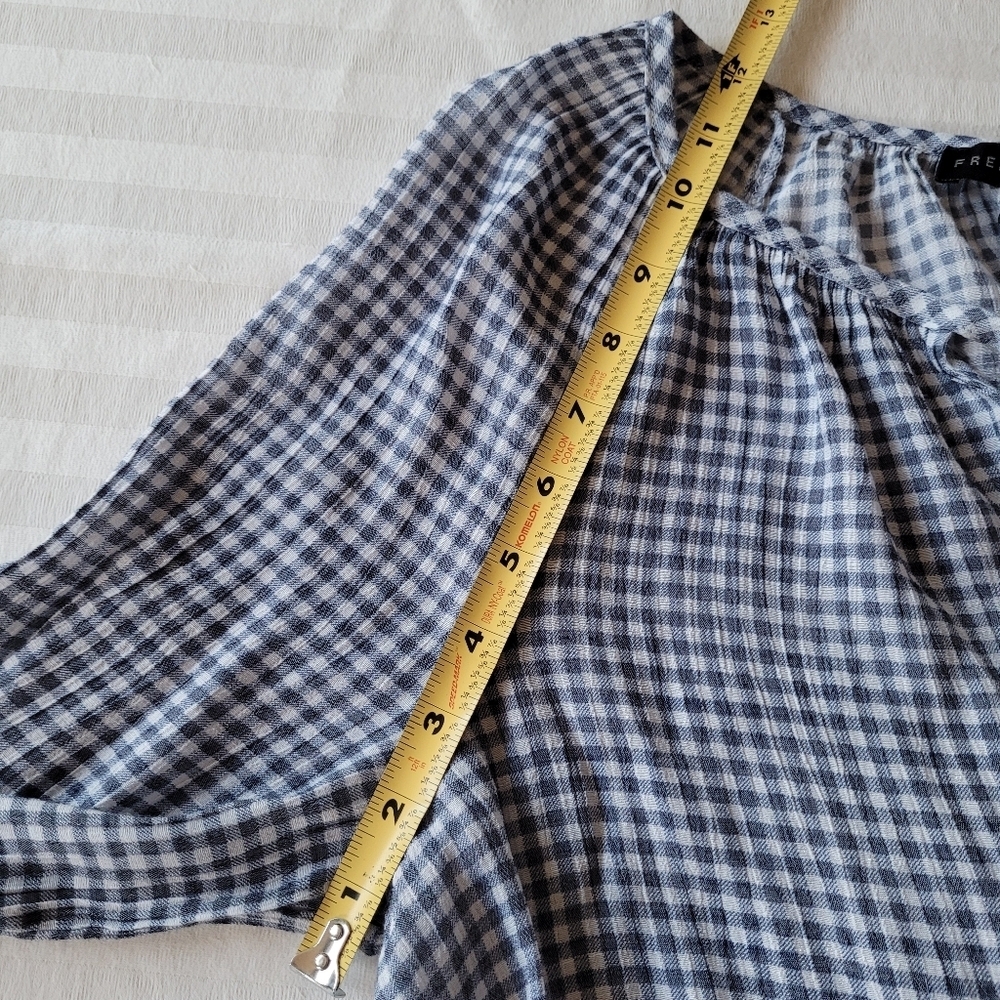 Fred David  Black and White Gingham Blouse Size L - Picture 7 of 9